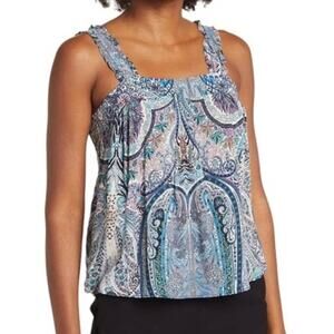 [Catherine Malandrino] Square Neck Ruffle Strap Paisley Print Tank Sz Medium M